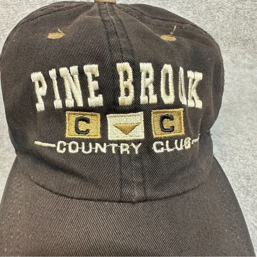Pine Brook Country Club Hat Adult OSFA Black Strapback Golf Casual Imperial‎
